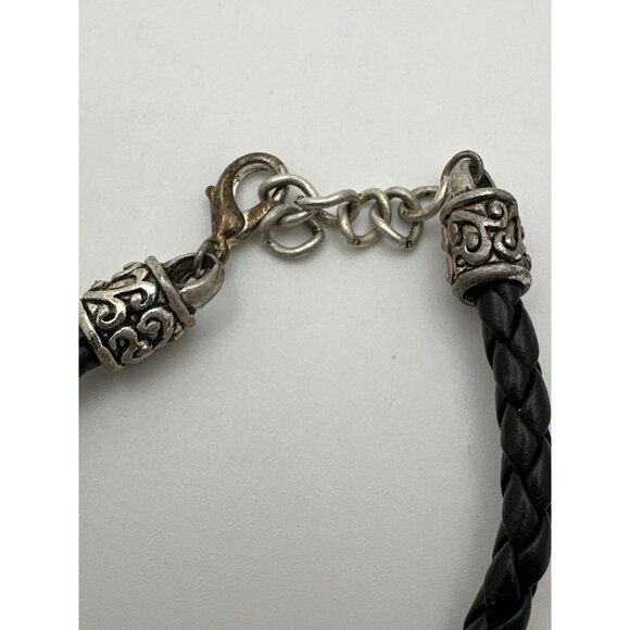 Romantic Goth Ornate Cross Bracelet Braided Leather Cord Edgy Religious Charm - Picture 6 of 8